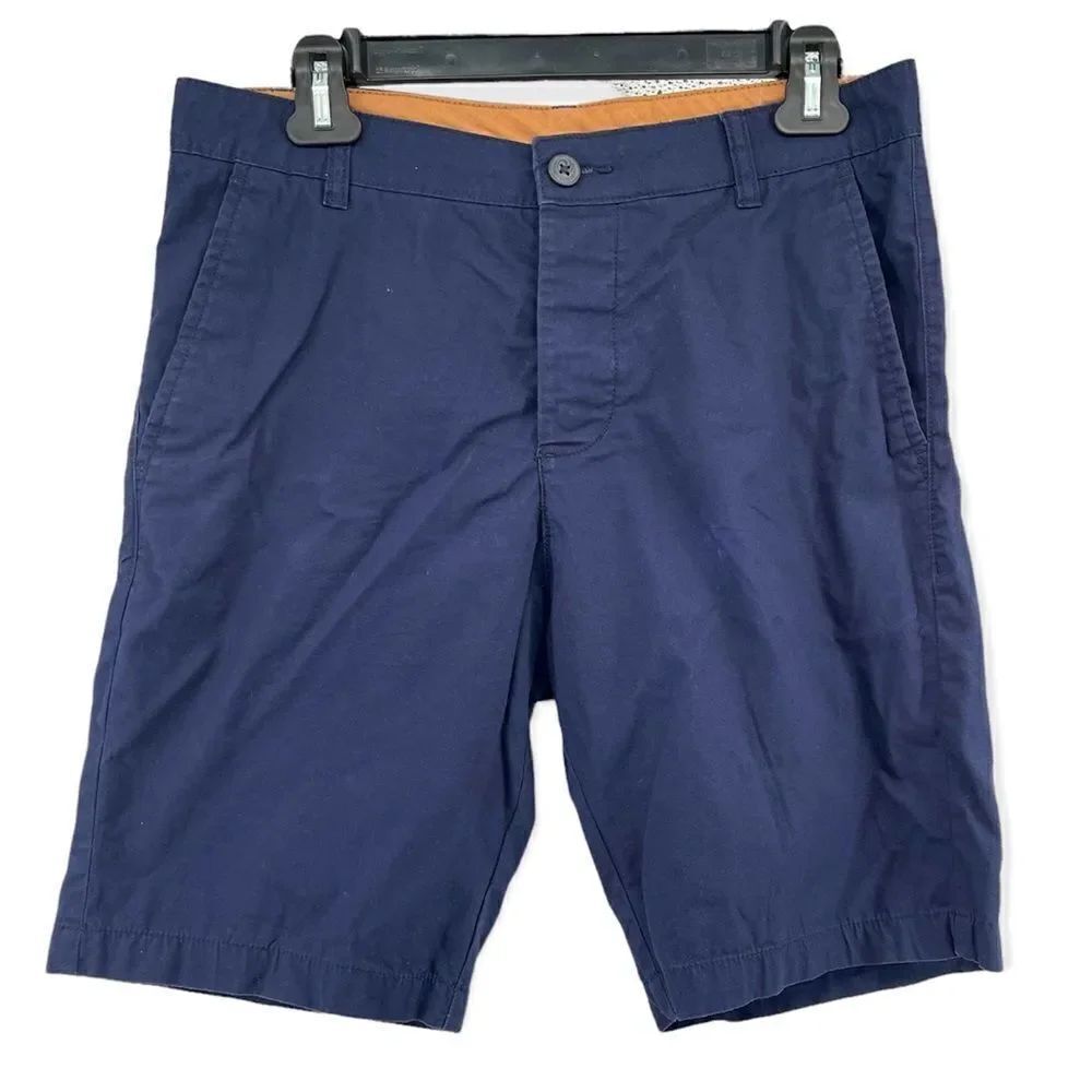 Divided H&M Men’s Navy Blue Flat Front Casual Button Fly Chino Shorts Size 28